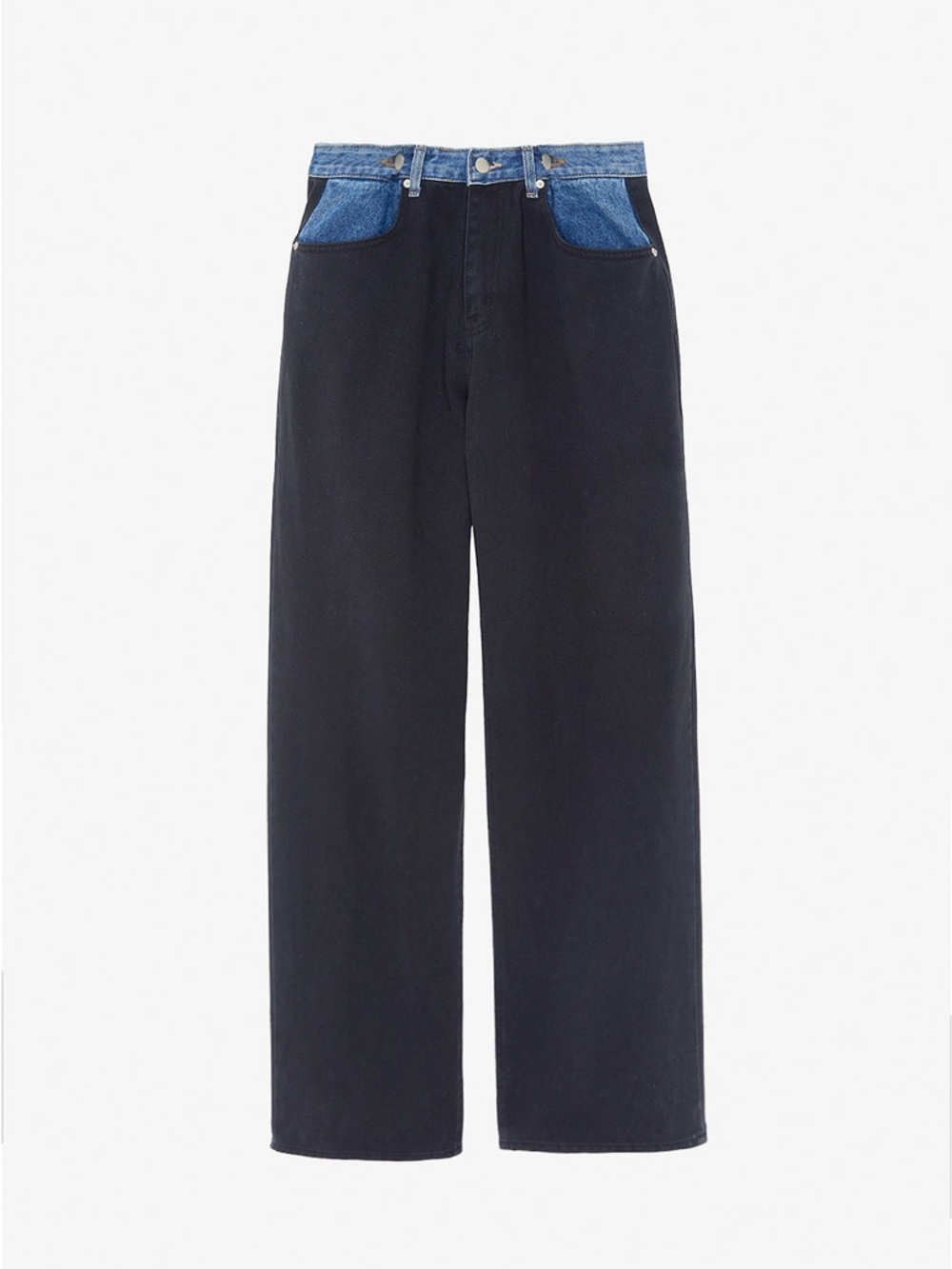 The Frankie Shop Hayla two toned Black Wide-Leg Jeans with Blue Denim M/L
